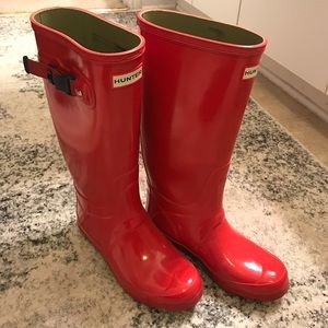 Glossy red Hunter boots